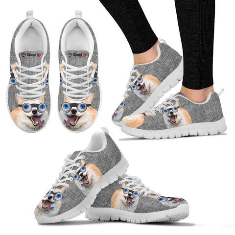 Cardigan Welsh Corgi With Eye Glasses Print Running Shoes For Women