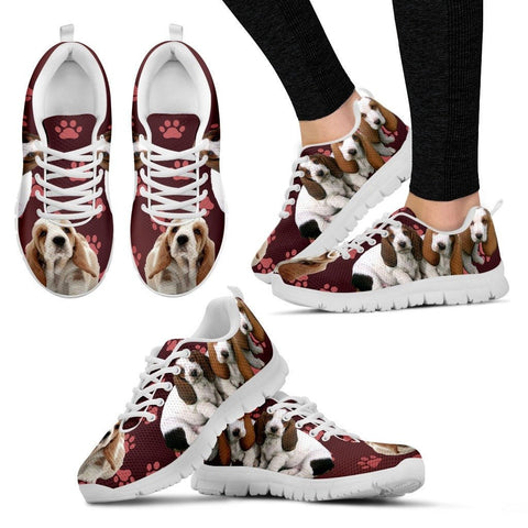 Paws Print Basset Hound (Black/White) Running Shoes For WomenExpress Delivery