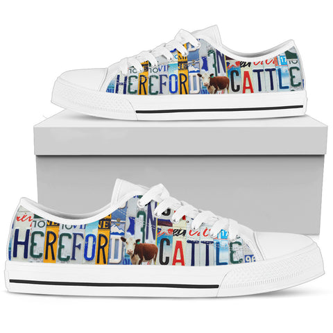 Hereford Cattle Print Low Top Canvas Shoes For Women