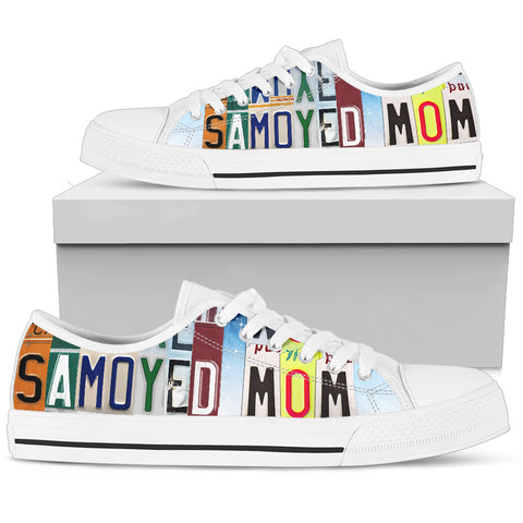 Cute Samoyed Mom Print Low Top Canvas Shoes For Women