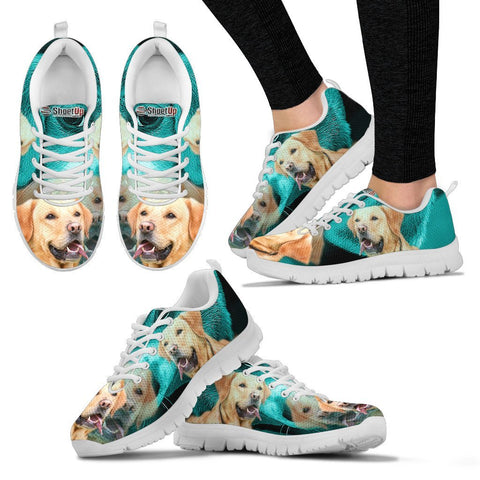 Labrador Retriever On Deep Skyblue Print Shoes For Women