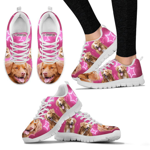 Nova Scotia Duck Tolling Retriever On Pink Print Running Shoes For Women