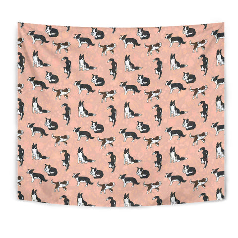 Border Collie Dog Pattern Print Tapestry