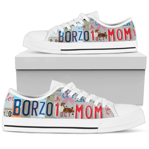 Borzoi dog Print Low Top Canvas Shoes for Women