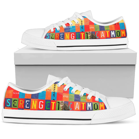 Serengeti cat Mom Print Low Top Canvas Shoes For Women
