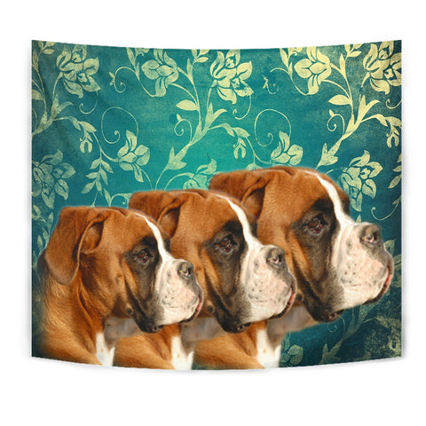 Boxer Dog On Blue Print Tapestry