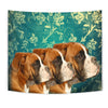 Boxer Dog On Blue Print Tapestry