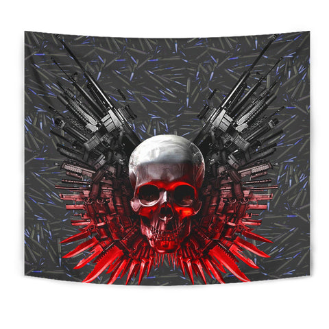 Gun And Skull Print Limited Edition Tapestry