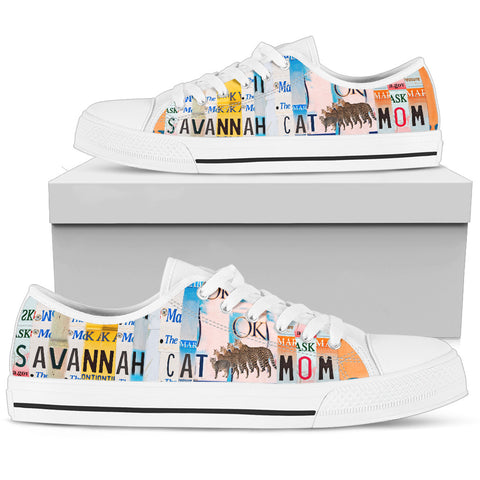 Women's Low Top Canvas Shoes For Savannah Cat Mom