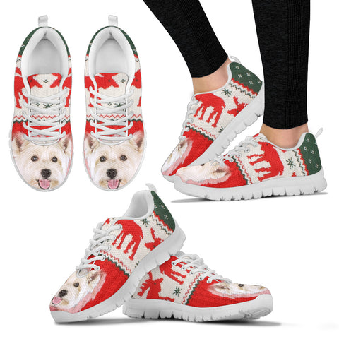 West Highland White Terrier Ugly Christmas Running Shoes For Women