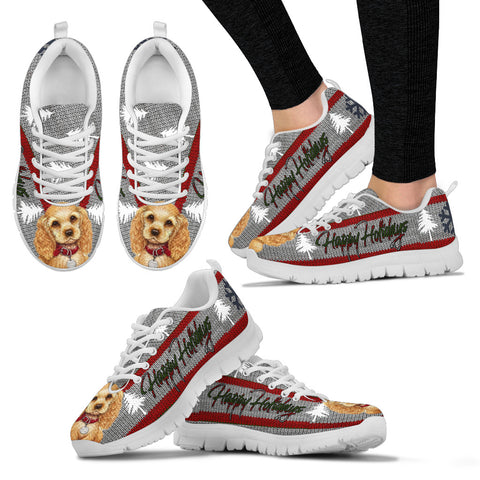 Cocker Spaniel Christmas Print Running Shoes For Women