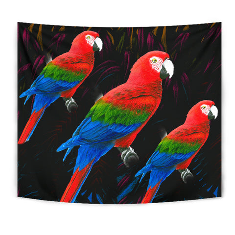 Red And Green Macaw Parrot Print Tapestry