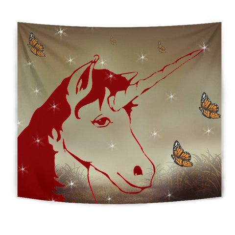Amazing Red Unicorn Print Tapestry