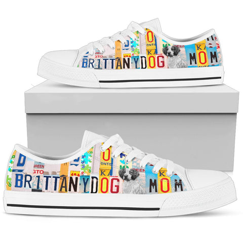 Brittany Dog Mom Print Low Top Canvas Shoes For Women