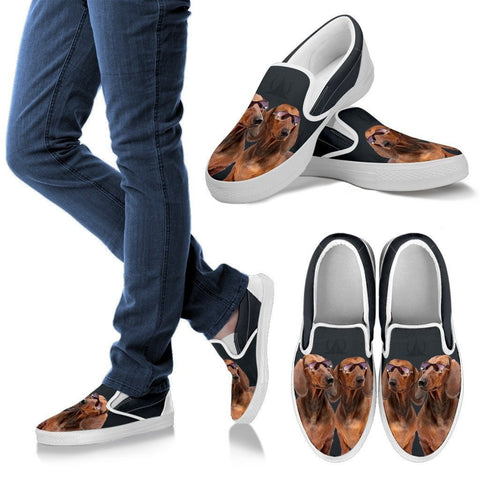 Dachshund Dog Print Slip Ons For WomenExpress Shipping