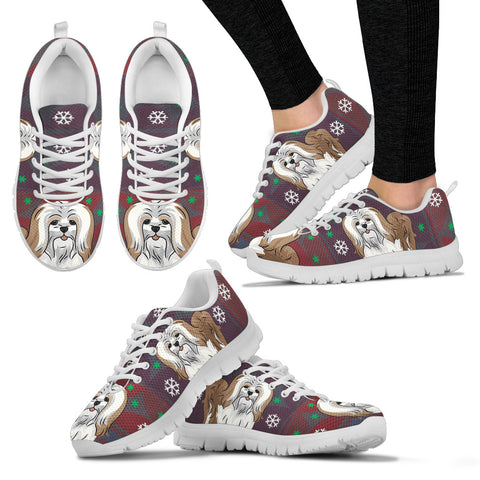 Lhasa Apso Dog Print Christmas Running Shoes for Women