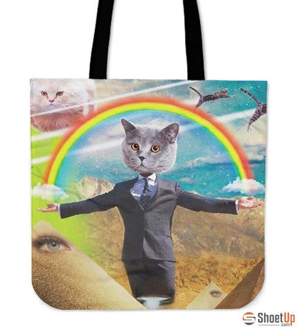 Rainbow With Cat Tote Bag3D Print