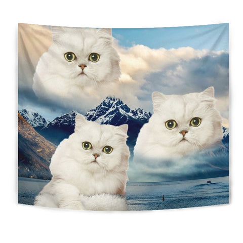 White Persian Cat On Mountain Print Tapestry