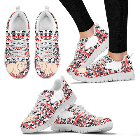 Vietnamese Pot Bellied Pig Print Christmas Running Shoes For Women