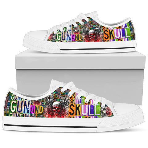 Women's Gun And Skull Print Low Top Canvas Shoes