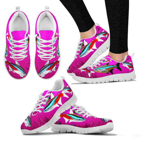 Neon Tetra Fish Print Christmas Running Shoes For Women