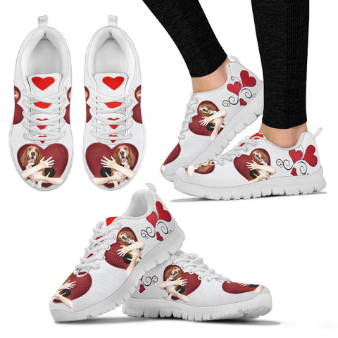 Valentine's Day SpecialBasset Hound in heart Print Running Shoes For Women