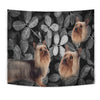 Australian Silky Terrier On Black Print Tapestry