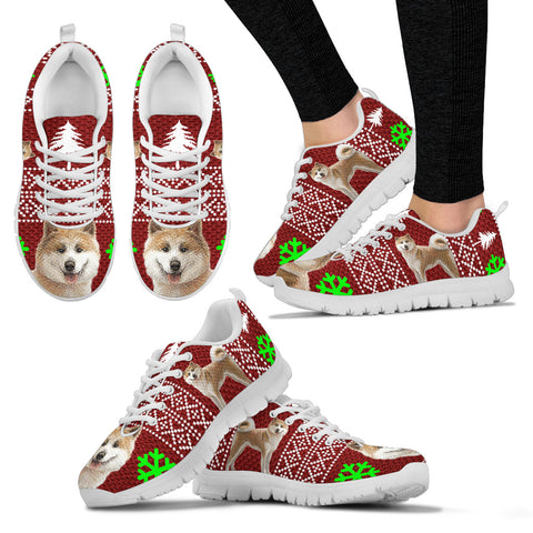 Akita Dog Print Christmas Running Shoes For Women