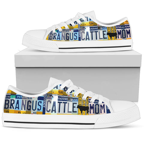 Brangus Cattle Mom Print Low Top Canvas Shoes for Women