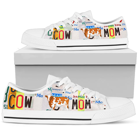 Cow Mom Print Low Top Canvas Shoes For Women