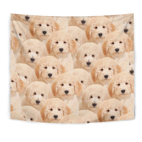 Golden Retriever In Lots Print Tapestry