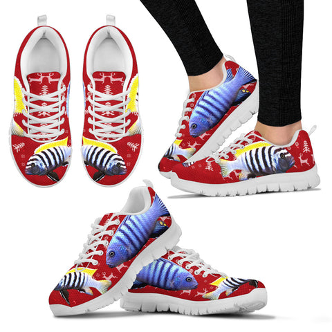Cynotilapia Afra (Afra Cichlid) Fish Print Christmas Running Shoes For Women