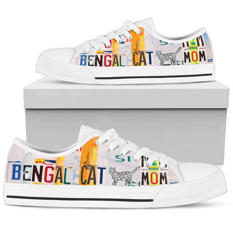 Bengal Cat Mom Print Low Top Canvas Shoes for Women