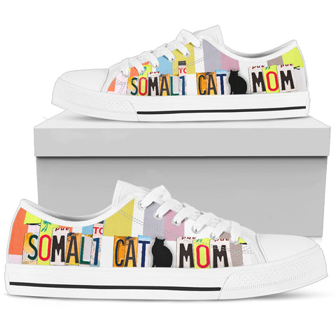 Somali Cat Mom Print Low Top Canvas Shoes for Women