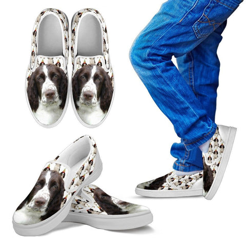 English Springer Spaniel Print Slip Ons For Kids Express Shipping