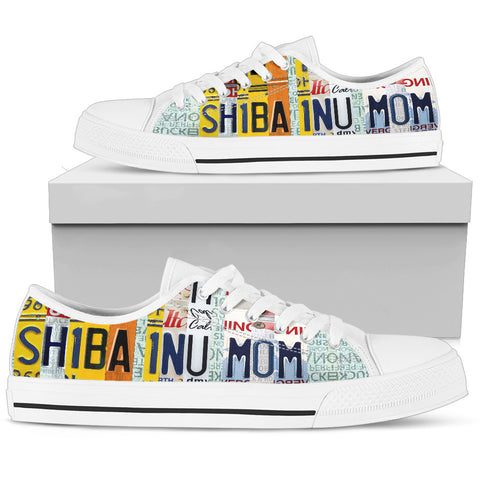 Shiba Inu Mom Print Low Top Canvas Shoes For Women