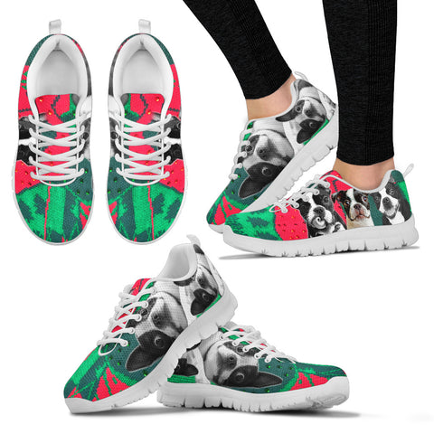 Boston Terrier Christmas Running Shoes For Women