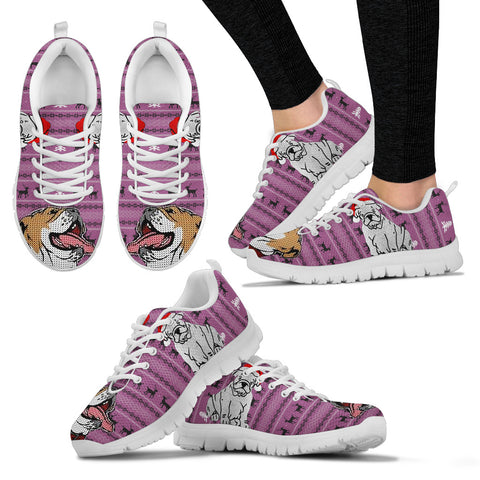 Bulldog Print Christmas Running Shoes For Women