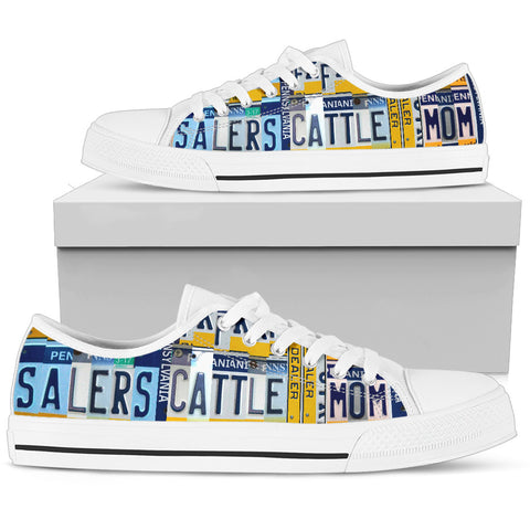Salers cattle Mom Print Low Top Canvas Shoes for Women