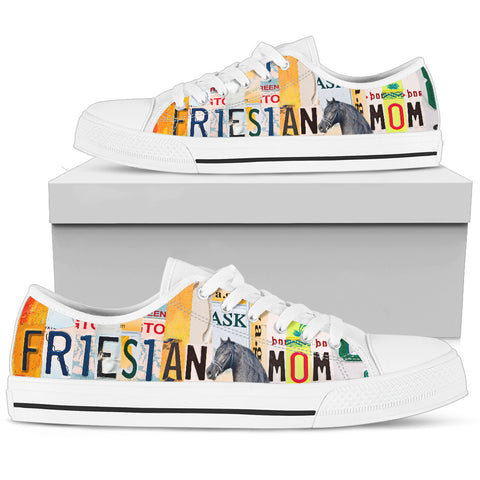 Friesian Horse Print Low Top Canvas Shoes For Women