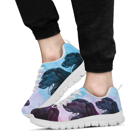 Lovely Flat Coated Retriever On White Print Running Shoes