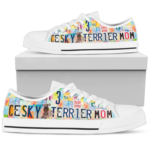 Cesky Terrier Mom Print Low Top Canvas Shoes for Women