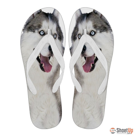 Siberian Husky Flip Flops For Women