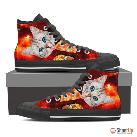 Cat Eat Pizza Women's Canvas Shoes3D Print