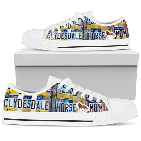 Clydesdale horse Mom Print Low Top Canvas Shoes for Women