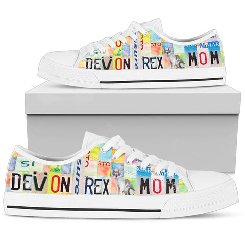 Devon Rex Mom Print Low Top Canvas Shoes for Women