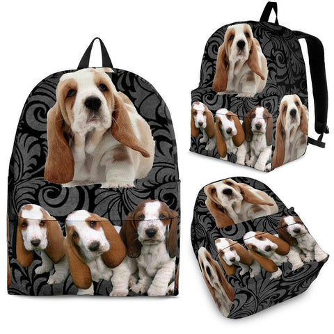 Basset Hound With Puppies Print BackPack Express Shipping