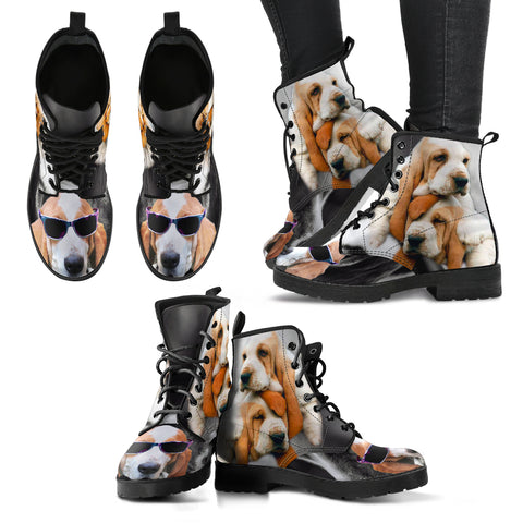 Basset Hound With Glasses Print Boots For Women