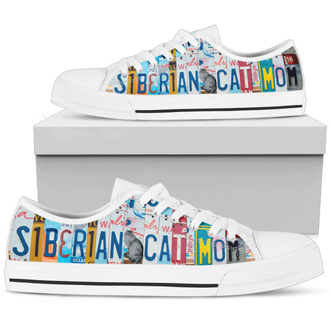 Siberian Cat Print Low Top Canvas Shoes For Women