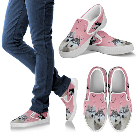 Valentine's Day SpecialSiberian Husky Print Slip Ons For Women